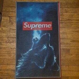 Supreme Red and Blue Wolf Design Rug